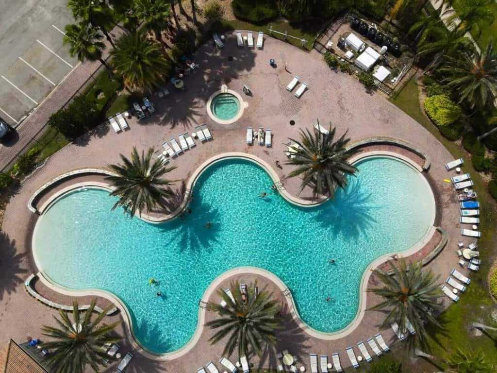 overhead view of the pool area