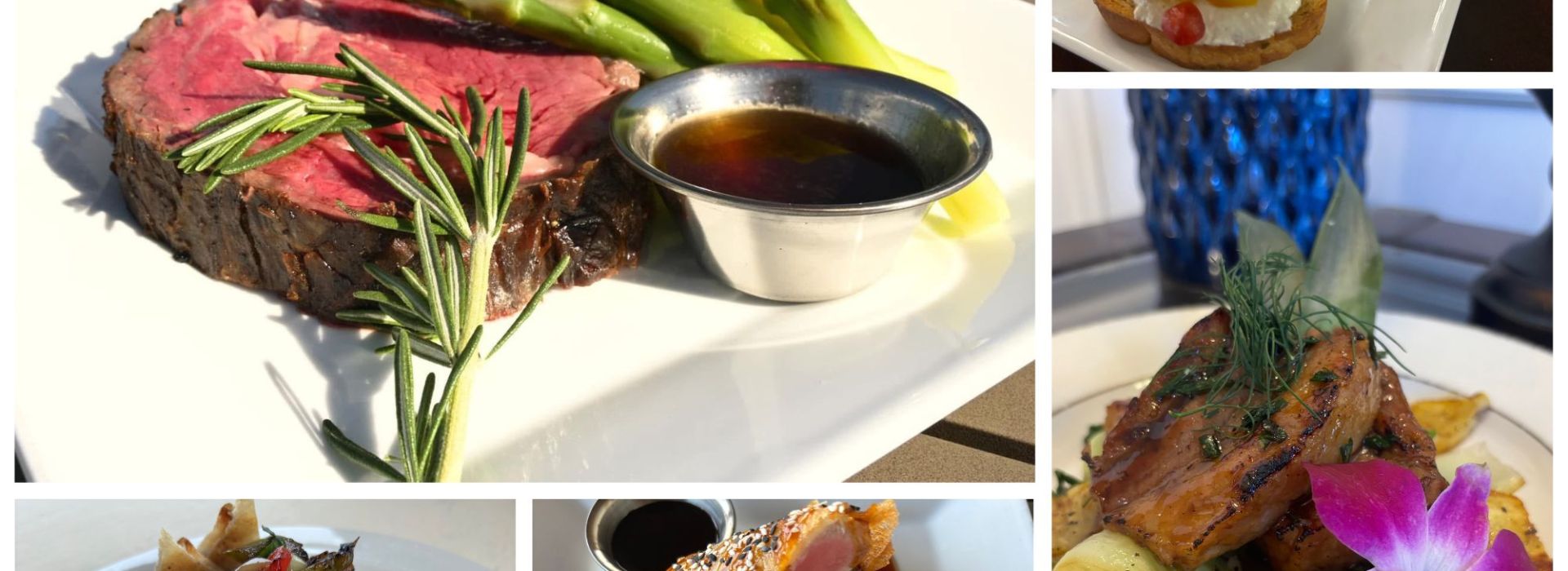Dinner at Venetian Bay Bar & Grill. Various photos of steaks, pastas, and various entrees.